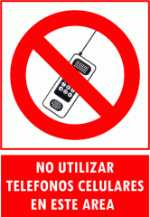 Cartel Linea Prohibición No Utilizar Telefonos Celulares En Este Área