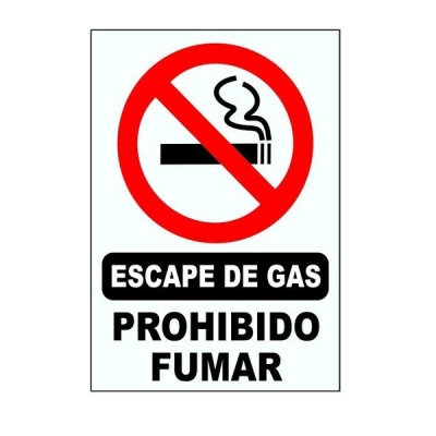 Cartel Corrugado 50x70 Escape De Gas Prohibido Fumar