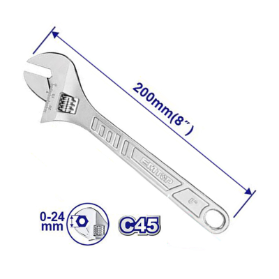 Llave Ajustable 8 Pul Apertura 24Mm Emtop Eawh130822
