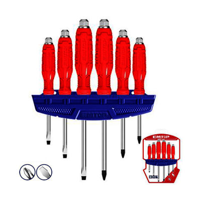 Set 6 Destornilladores De Golpe Pl Y Ph X 75,100 Y 150Mm Cr-V Emtop Esstgt0601