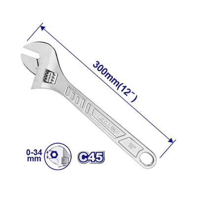 Llave Ajustable 12 Pul Apertura 34Mm Emtop Eawh131222