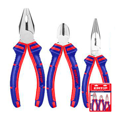 Set De Pinzas Y Alicate 3 Pzs Ac.carbono Emtop Epls0311