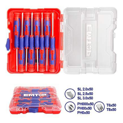 Set 8 Destornilladores De Precision Cr-V Industrial Mango Grip Emtop Esstp0802