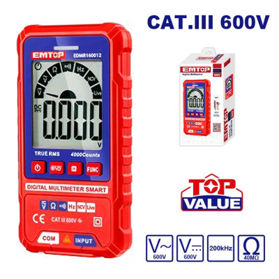 Multimetro Digital Cat Iii 600V Rms 4000 Emtop Edmr160012
