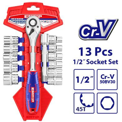 Set 13 Pzs Industrial Tubos, Criquet Y Ext. 1/2Pulg  10-24Mm Emtop Eskt12131