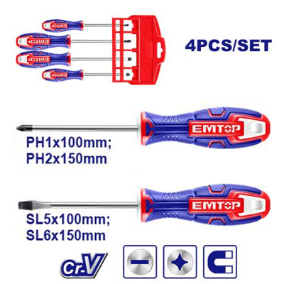 Set De Destornilladores 4Pzs Emtop Esst0402