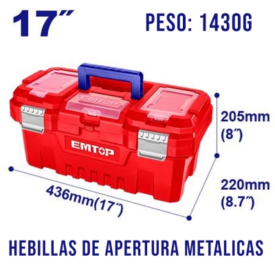 Caja Plastica 17 Pul 436x220x205 C/band 15k Cierre Metalico Emtop Epbx1702