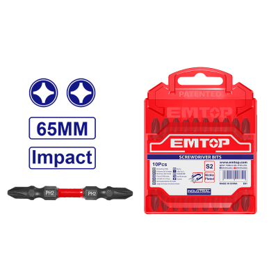Punta X 10Uni Mag.impacto Ph2+Ph2 65Mm Acero S2 Emtop Esbtmph233