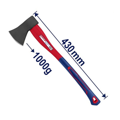 Hacha 1000Grs Cabo 430Mm Fibra Y Grip Emtop Ehamax1000