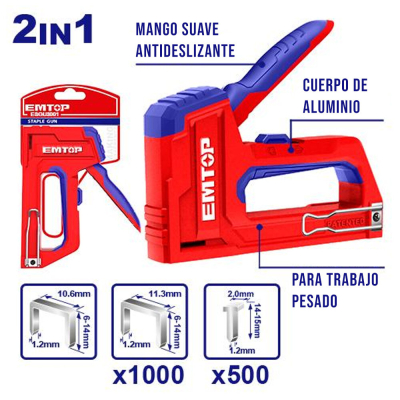 Engrampadora Cpo Aluminio 2 En 1 Industrial Emtop Esgu3001