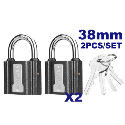 Set 2 Candado Hierro 38Mm Igual Combinacion Cil Bce Cpo Revestido 4 Llaves Emtop Epdkr2382