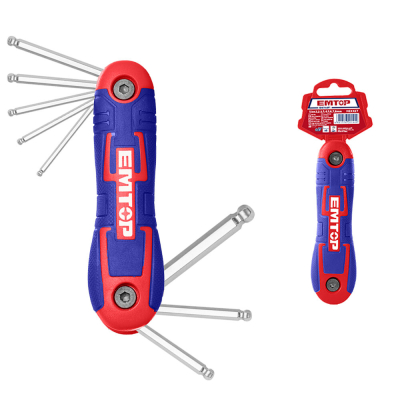 Juego De Llaves Allen Plegable Cuchilla Ball Point Cr-V 8Pzs 2-8Mm Emtop Ehky4082