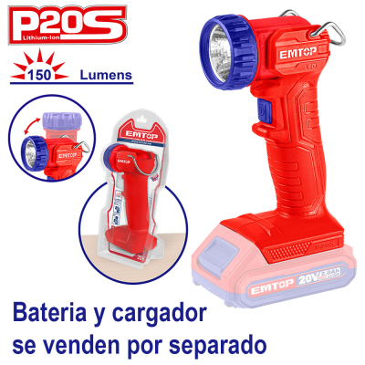 Linterna De Trabajo A Bateria 20V 150 Lumens Emtop Elfl2001