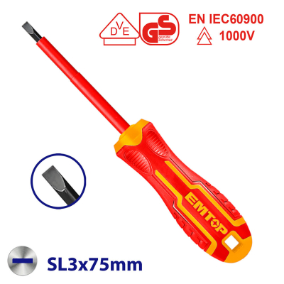 Destornillador 1000V Industrial Pl 3X75Mm Cr-V Emtop Esdrj3075