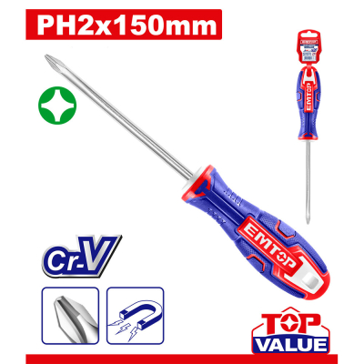 Destornillador Top-Value Phillips Ph2X150Mm Emtop Esdrph2150