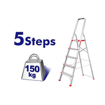 Escalera Aluminio 5 Escal C/Baranda Y Plataforma De Alum 150Kg Emtop Elad1051