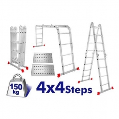 Escalera Aluminio Uso Intensivo 4x4 C/plancha De Andamio 150kg Emtop Elad4441