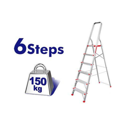 Escalera Aluminio 6 Escal C/Baranda Y Plataforma De Alum 150Kg Emtop Elad1061