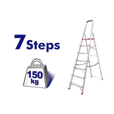 Escalera Aluminio 7 Escal C/Baranda Y Plataforma De Alum 150Kg Emtop Elad1071