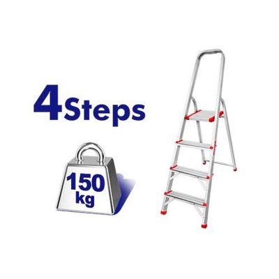 Escalera Aluminio 4 Escal C/Baranda Y Plataforma De Alum 150Kg Emtop Elad1041