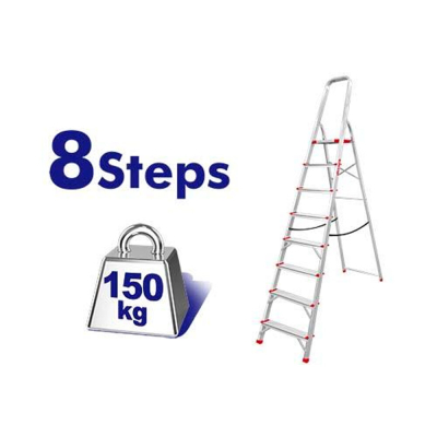 Escalera Aluminio 8 Escal C/Baranda Y Plataforma De Alum 150Kg Emtop Elad1081