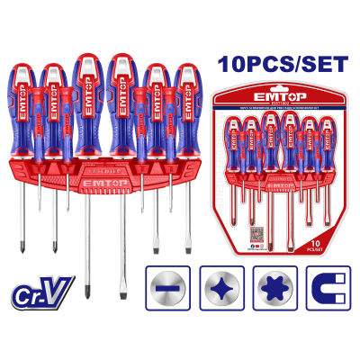 Set De Destornilladores 10 Pzs Emtop Esst1002