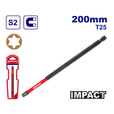 Punta Magnetica Alto Impato T25X200Mm Emtop Industrial Esbtm5T25200
