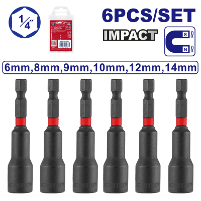 Set 6 Boquillas Magneticas 1/4 Alto Impacto 6-14Mm Emtop Emns65061