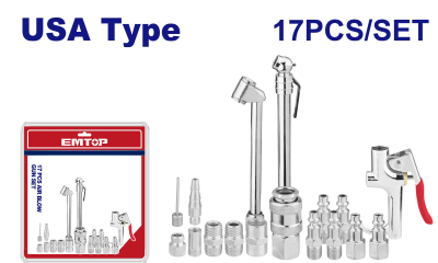 Set 17 Pzs Pistola Neumatica Y Accesorios Varios Emtop Emqp9421