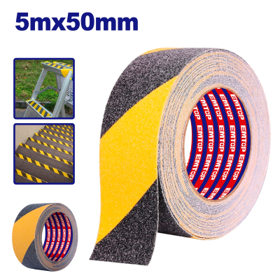 Cinta Antideslizante Y Señalamiento Amarillo-Negro 50Mm X 5Mt Emtop Emva3560