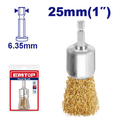 Cepillo Descarbonizador 25Mm Con Perno 1/4 Emtop Ewcb30251