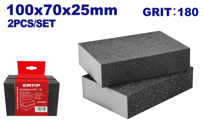 Set X 2 Esponja Abrasiva 100X70X25Mm Gr.180 Metal Y Madera Tv Emtop Emuk1503