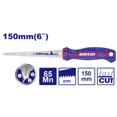 Serrucho Para Yeso 150Mm 65 Manganeso Triple Afilado Super Emtop Ehasw1501