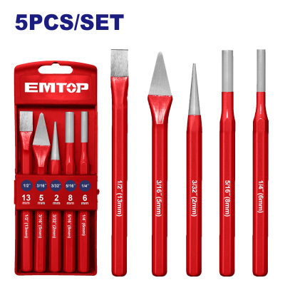 Juego De Punzones Y Cincel 5 Unid Top Value Emtop Emcc8395