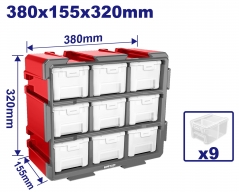 Organizador Modular Incoloro 380X155X320Mm 9 Unid Emtop Emtb8331