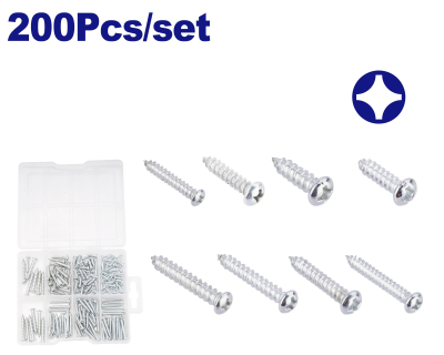 Set Surtido 200 Tornillos Autorroscantes Cabeza Fijadora Top Value Emtop Emxsab01