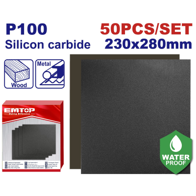 Lija Al Agua 230X280Mm Industrial Gr.100 X 50 Hojas Emtop Ehsp010016