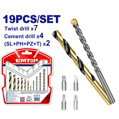 Set De 19 Pz Puntas Y Mechas Ar Y Widia Emtop Ecbdb1901