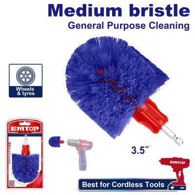 Cepillo Detailing Medium Bristle 3,5 Pulg Enc 1/4 Emtop Ecbm1360