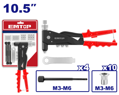 Remachadora Tipo Pinza De Inserto Roscado M3-M6 Top Value Emtop Emhr5710