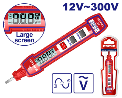 Tester De Prueba Ac12-300V Lcd Alarma Sonora Y Visual Top Value Emtop Etpl33001