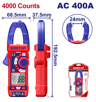 Pinza Amperometrica Ac 4000 Counts Ac 400V Dc/Ac600V Super Emtop Edmr762001