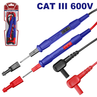 Juego De Puntas Para Tester Cat Iii 600V-80Cms Super Emtop Etle30851
