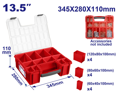 Organizador Plastico 13,5 Pulg 345X280X110Mm Top Value Emtop Emtb1322
