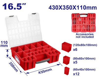 Organizador Plastico 16,5 Pulg 430X350X110Mm Top Value Emtop Emtb1622