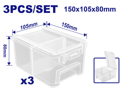 Set Bins Incoloros X 3Uni 150X105X80Mm Top Value Emtop Emtb8333