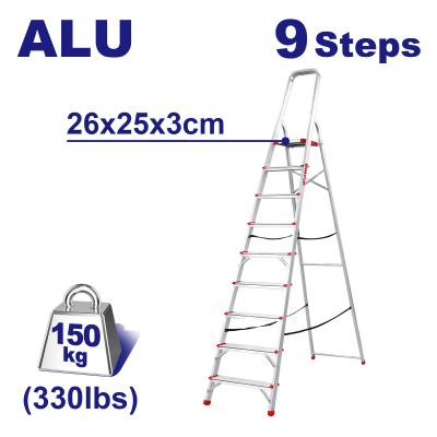 Escalera Aluminio 9 Escal C/Baranda Y Plataforma De Alum 150Kg Emtop Elad1091