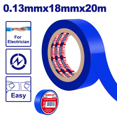 Cinta Aisladora Pvc Azul 18Mm X 18Mts 0,13Mm Super Emtop Empn1010