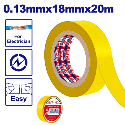 Cinta Aisladora Pvc Amarillo 18Mm X 18Mts 0,13Mm Super Emtop Empn1011