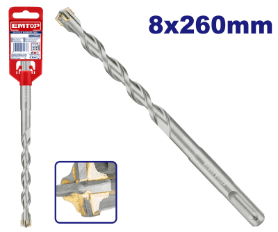 Mecha Sds Plus 4 Puntas Industrial 8X260Mm Emtop Ehdr220804